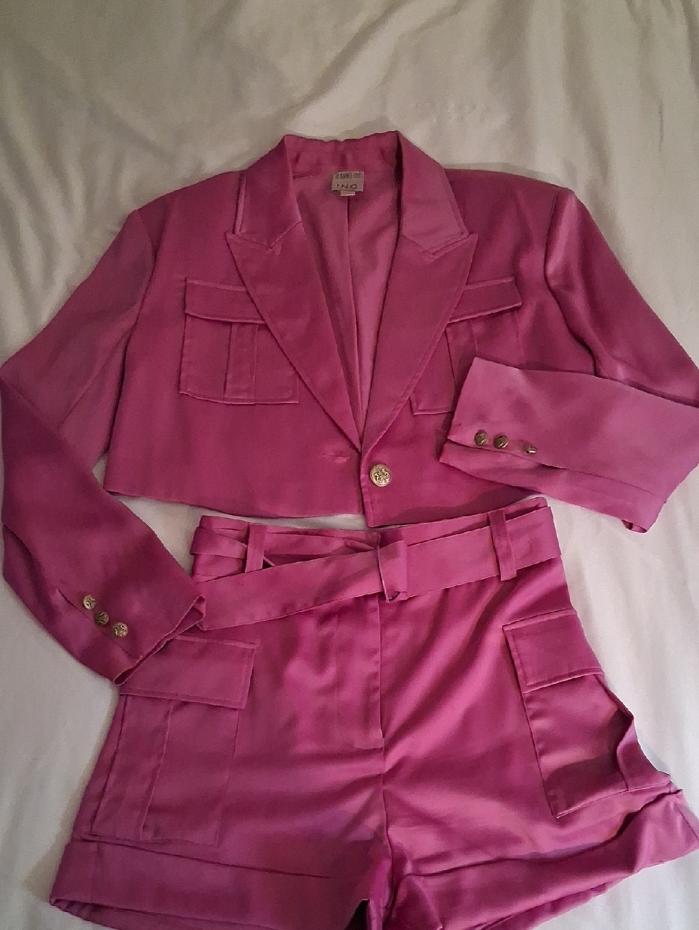 INC International Concepts Hot Pink Set Of Cropped Blazer Jacket And Shorts